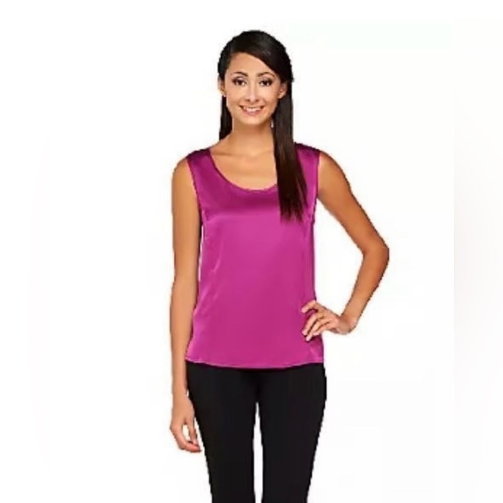 🤍💜💎Satin Sleeveless Pink Top Bob Mackie
